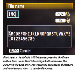 7D File name selection screen